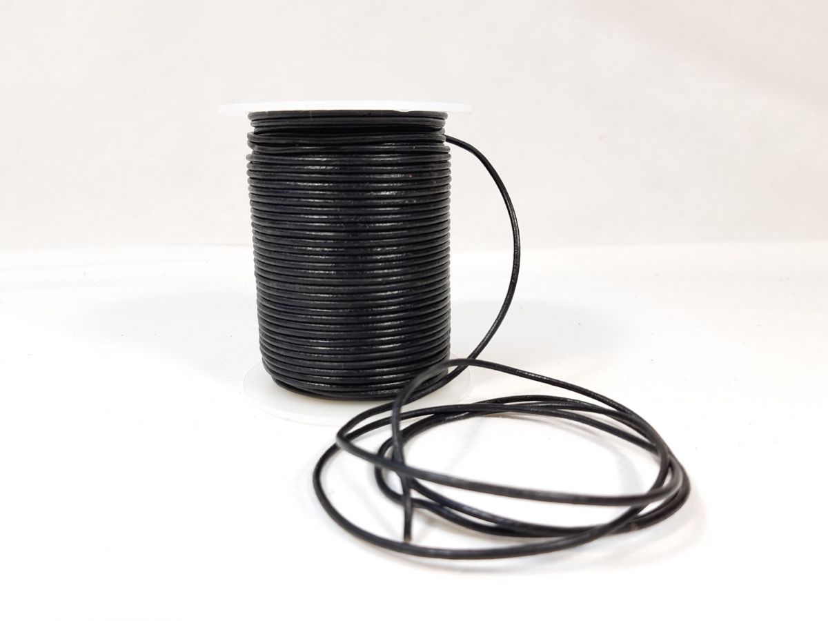 50m de cordón de cuero redondo diámetro 2mm negro