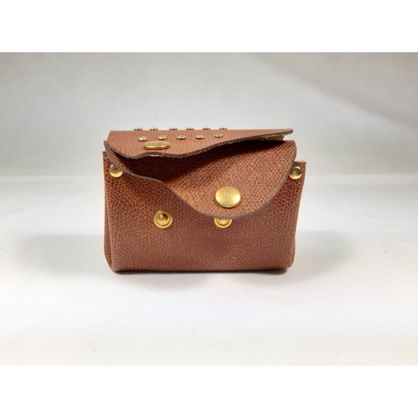 Cartera retro de piel de vacuno granulada en color avellana