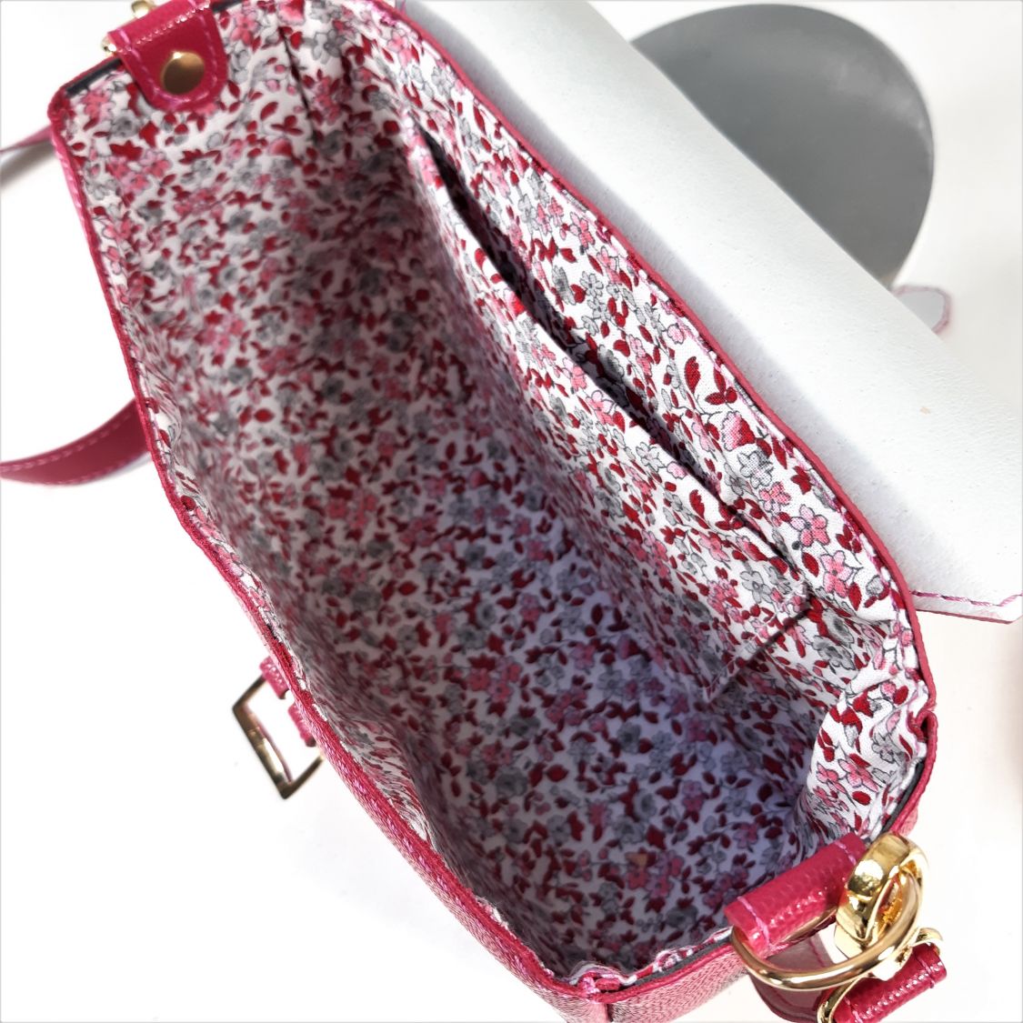 Bolso de piel de vacuno granulada rosa fucsia