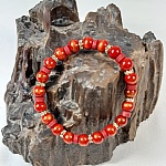 Bracelet rouge, pierres naturelles et cuir