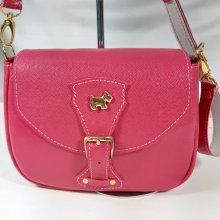 Bolso de piel de vacuno granulada rosa fucsia